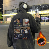 欧美式高街做旧水洗复古印花潮流连帽卫衣外套W556常规P65加绒P75，男装卫衣，电商A486