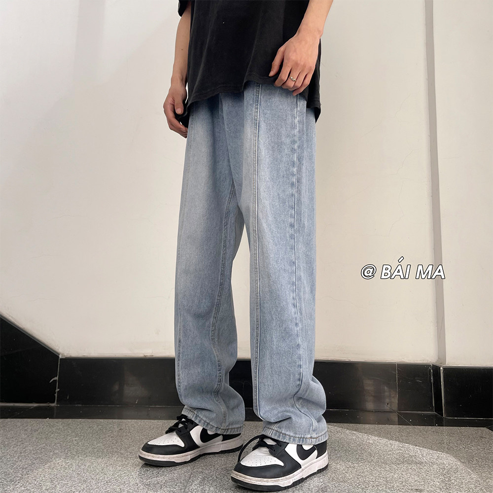 夏季美式高街ins潮牌宽松直筒长裤做旧复古水洗牛仔裤K5532-P55,男装牛仔裤,电商A486