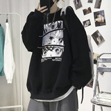 秋冬韩版潮流ins风二次元印花圆领宽松卫衣W115加绒P37，男装卫衣，电商A486