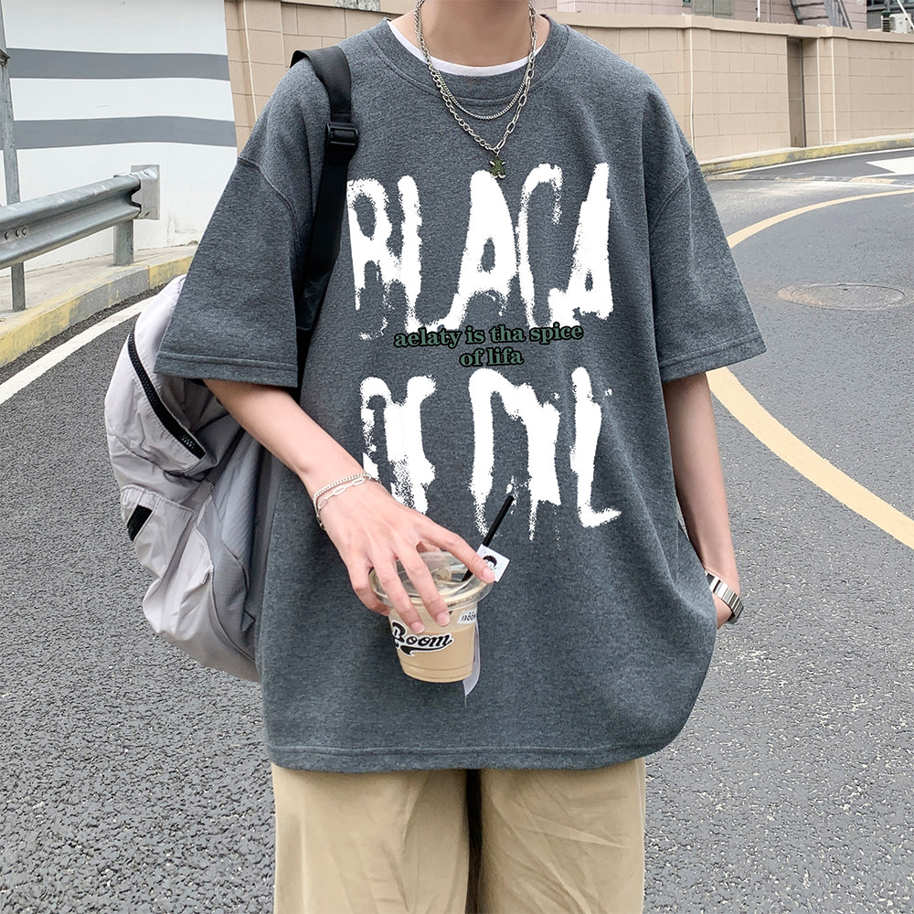 重磅纯直播有280克美式潮牌印花宽松短袖t恤上衣T650-P25,男装T恤,电商A486