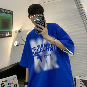 涂鸦美式短袖t恤男夏季oversize潮流百搭高街青少年学生宽松上衣图片