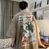 直播品质数据好240克重磅水洗纯棉美式潮牌宽松短袖t恤T933P35，男装T恤，电商A486