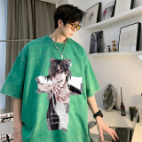 直播品质数据好240克重磅水洗纯棉美式潮牌宽松短袖t恤T936P38，男装T恤，电商A486