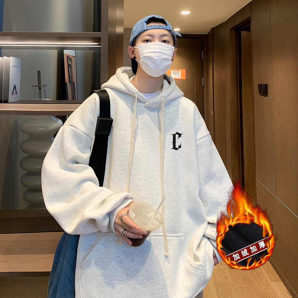 抖音品质 重磅加绒加厚 欧美式嘻哈连帽印花潮流卫衣外套W528-P55图片