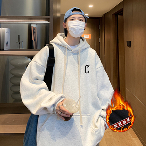 抖音品质 重磅加绒加厚 欧美式嘻哈连帽印花潮流卫衣外套W528-P55图片