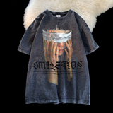 wassupcandy短袖男款夏季重磅纯棉上衣国潮痞帅水洗复古做旧t恤，男装T恤，电商A486