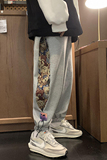 2023春季新款男女中性小熊拼接卫裤宽松休闲束脚运动裤K151-P50，男装休闲裤，电商A486
