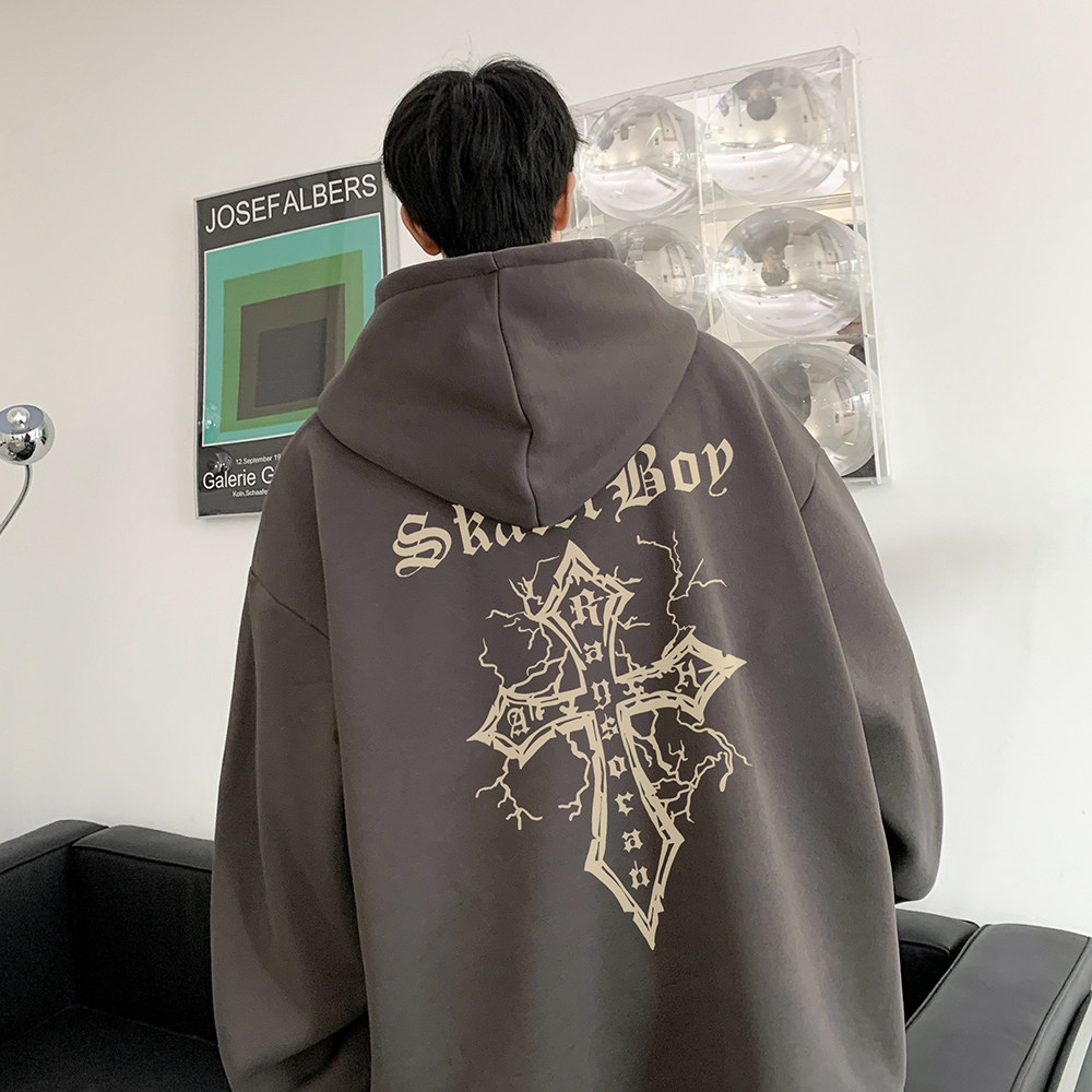 2023春装重磅华棉欧美式高级感连帽印花潮流宽松卫衣W303,男装卫衣,电商A486