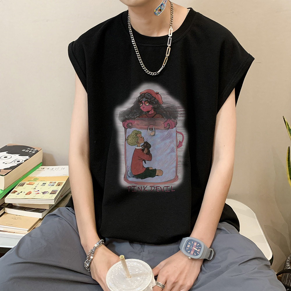 夏天来了数据超好印花宽松无袖背心韩版ins风潮牌t恤BX612-P20,男装背心/马甲,电商A486