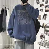 W118加绒37！韩版卡通圆领卫衣潮牌宽松百搭长袖卫衣，男装卫衣，电商A486