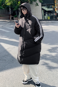 2023冬装新款韩版港风中长款羽绒棉衣外套加厚连帽棉服Y2207-P120图片