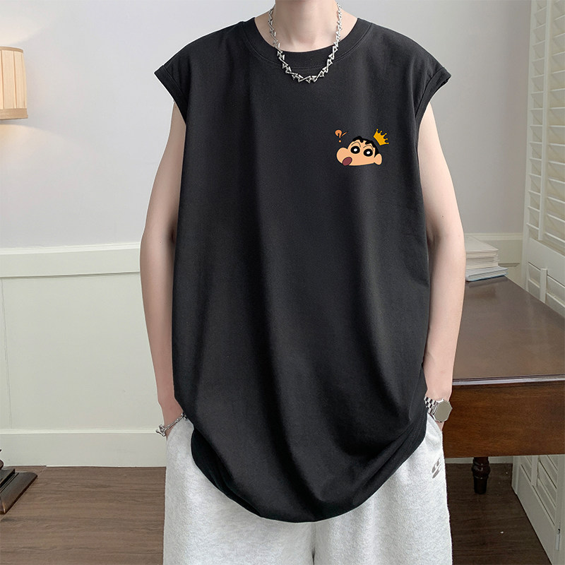 直播品质重磅纯棉220克美式印花宽松背心男女无袖t恤潮BX217P25,男装背心/马甲,电商A486