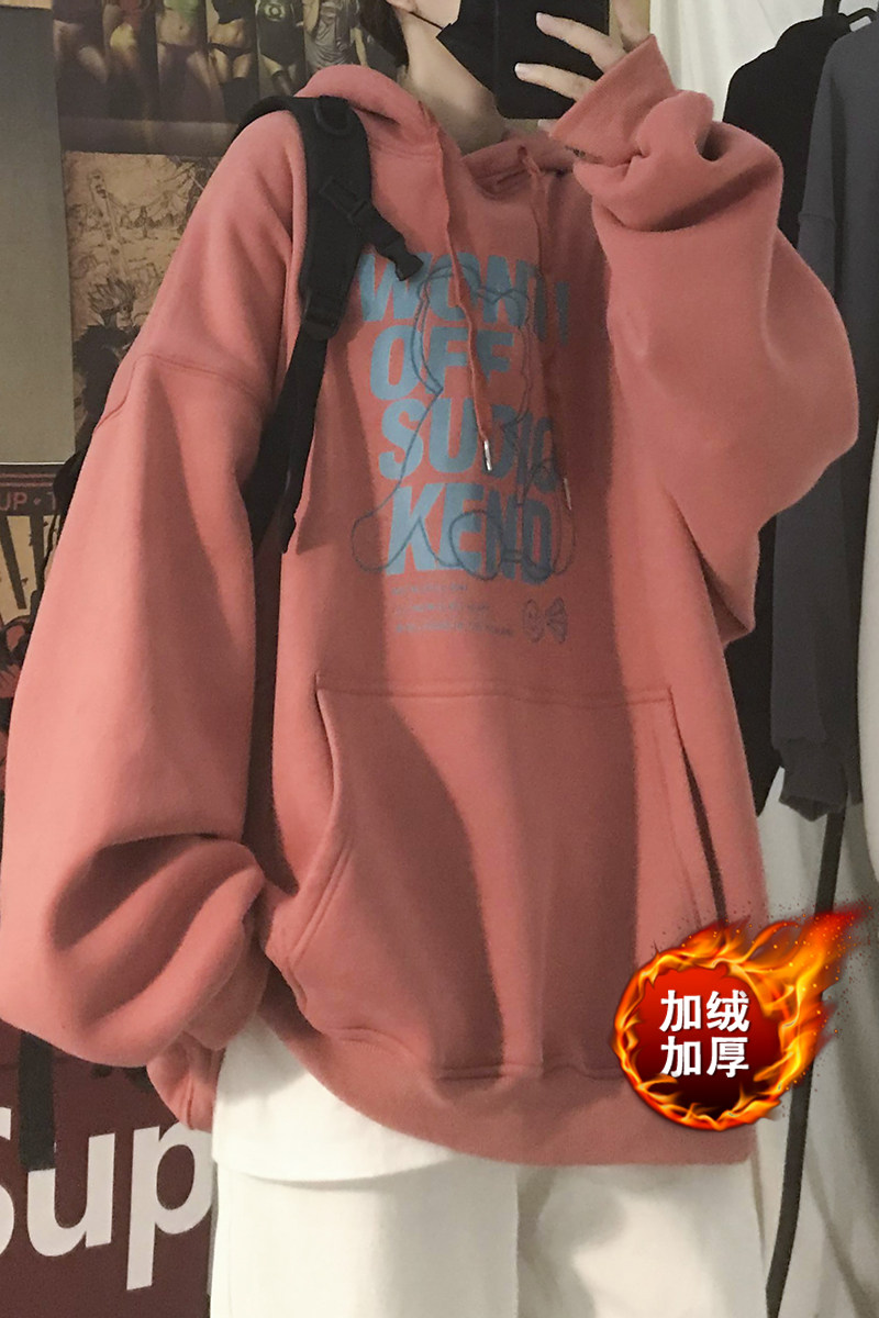 加绒P47常规P352023秋冬加厚摇粒绒宽松连帽卫衣高街潮外套W129,男装卫衣,电商A486