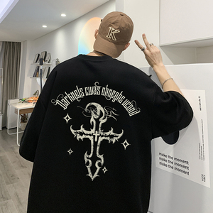 直播供应有280克 男女重磅220克纯棉美式印花宽松短袖t恤T762-P25图片