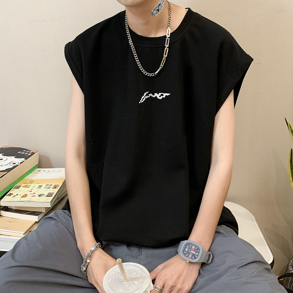 数据超好抖音品质印花宽松无袖背心韩版ins风潮牌t恤BX620-P20,男装背心/马甲,电商A486