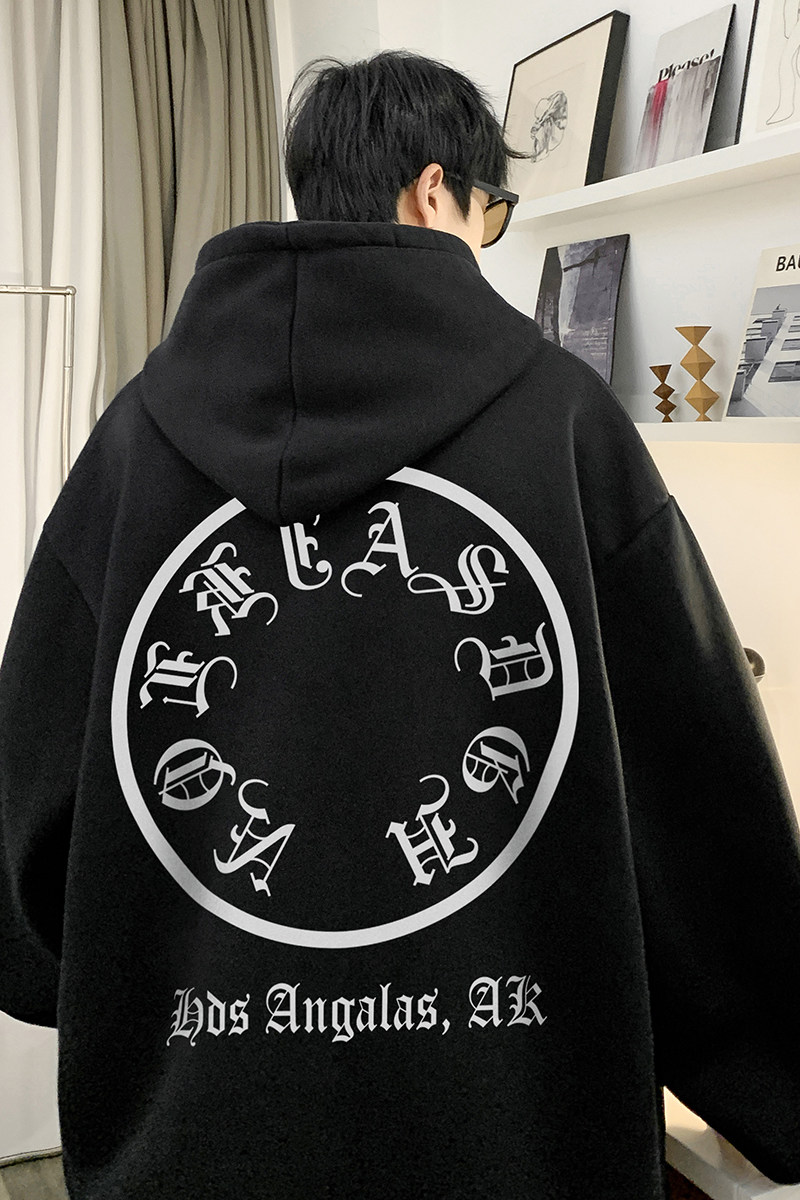 重磅华棉2023春装美式潮牌印花宽松连帽卫衣外套W550-P55,男装卫衣,电商A486