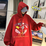 兔年系列冬装加绒加厚潮牌卡通宽松连帽印花卫衣外套W667-P50，男装卫衣，电商A486