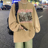 抖音品质重磅纯棉美式蜡染水洗做旧潮牌宽松长袖t恤CT228-P45，男装T恤，电商A486