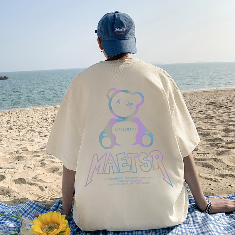 直播有280克精品220克美式潮牌夜光反光印花宽松短袖t恤T608-P35,男装T恤,电商A486
