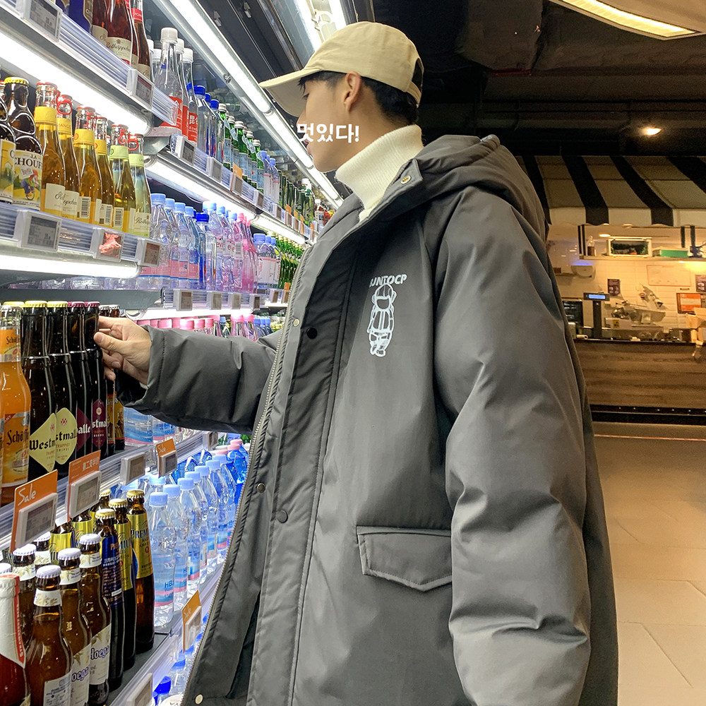 W156-P1282023冬装潮牌ins印花连帽宽松休闲加厚棉衣外套,男装棉衣,电商A486