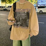 2023春装重磅纯棉美式蜡染水洗做旧潮牌宽松长袖t恤CT211-P45，男装T恤，电商A486