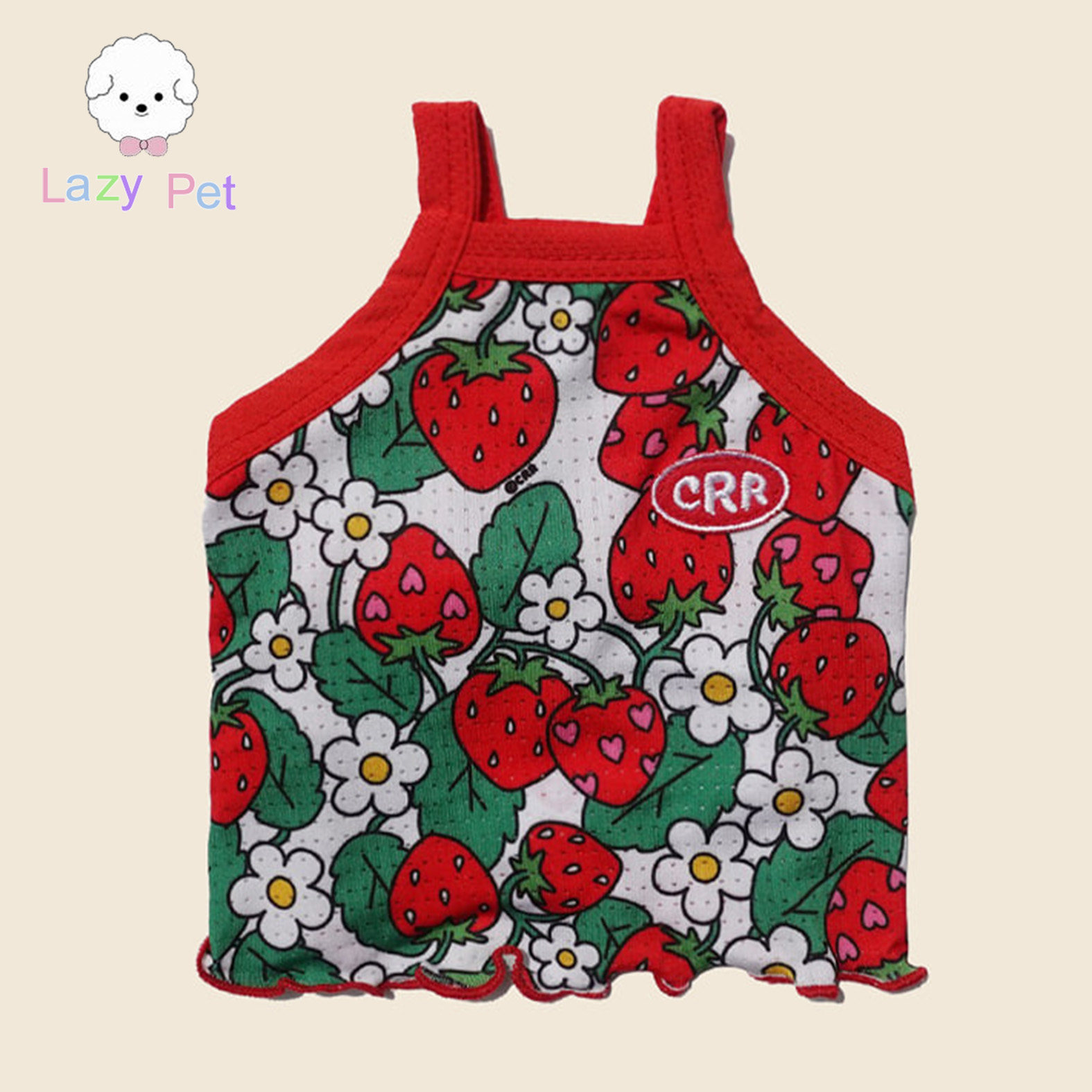 「Lazy Pet」韩国代购CRR宠物网眼透气速干可爱印花草莓吊带背心
