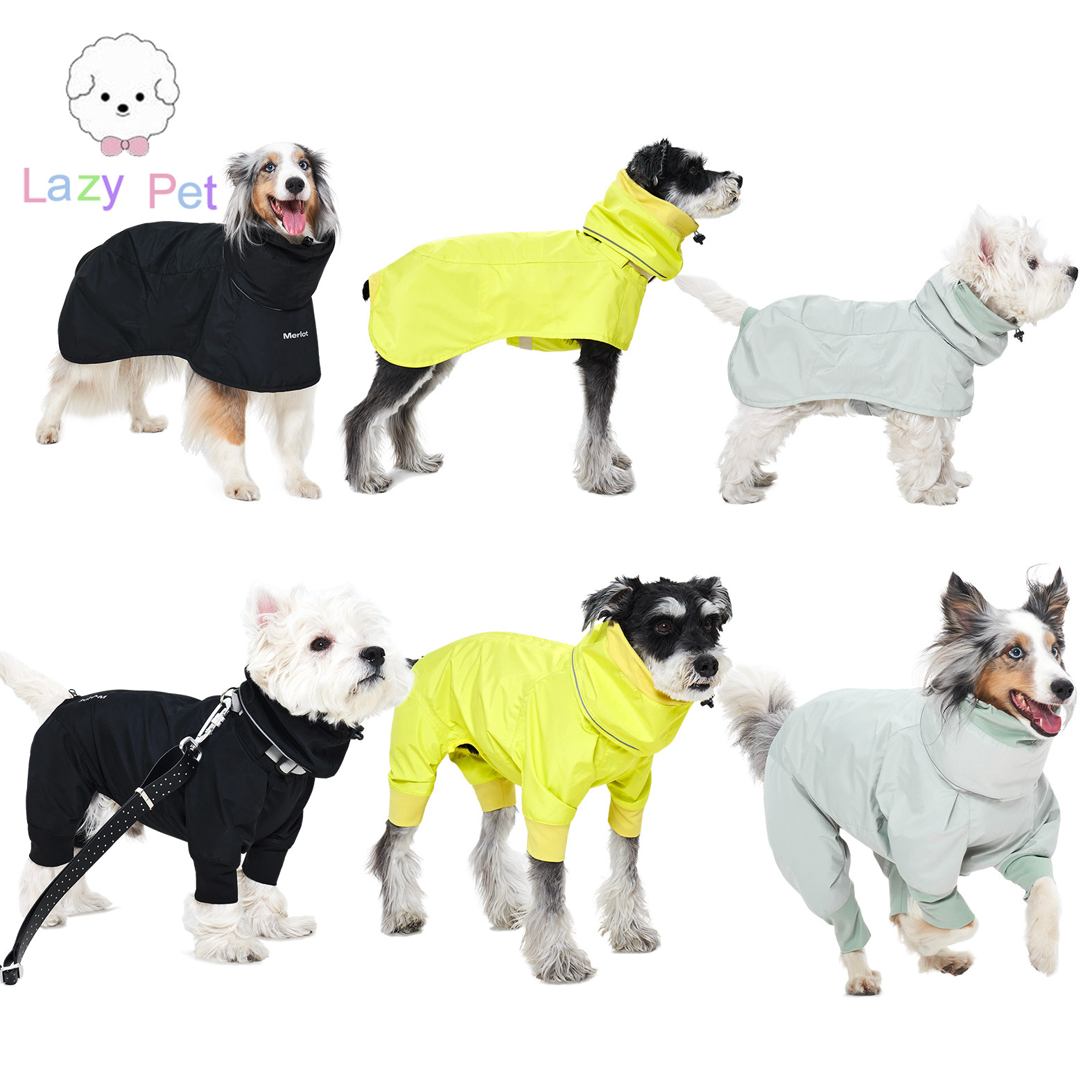 宠物易穿戴高领斗篷四脚防水雨衣