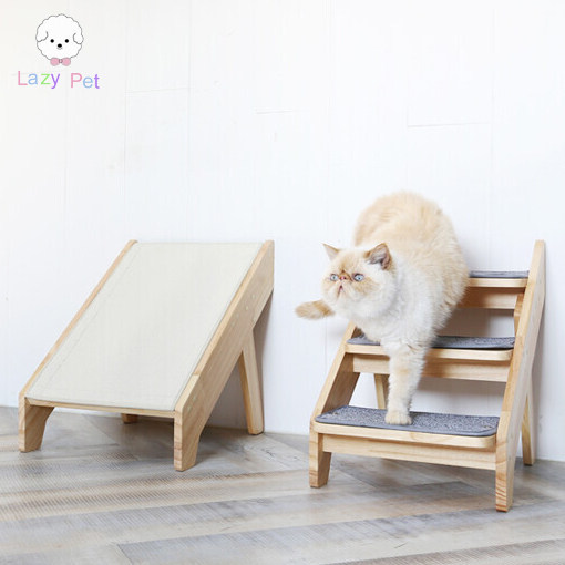 护关节原木制作三层梯滑梯猫抓垫