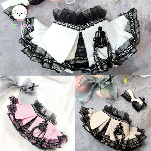 「Lazy Pet」韩国loocia宠物定制黑色蕾丝链条胸针发夹围脖套装