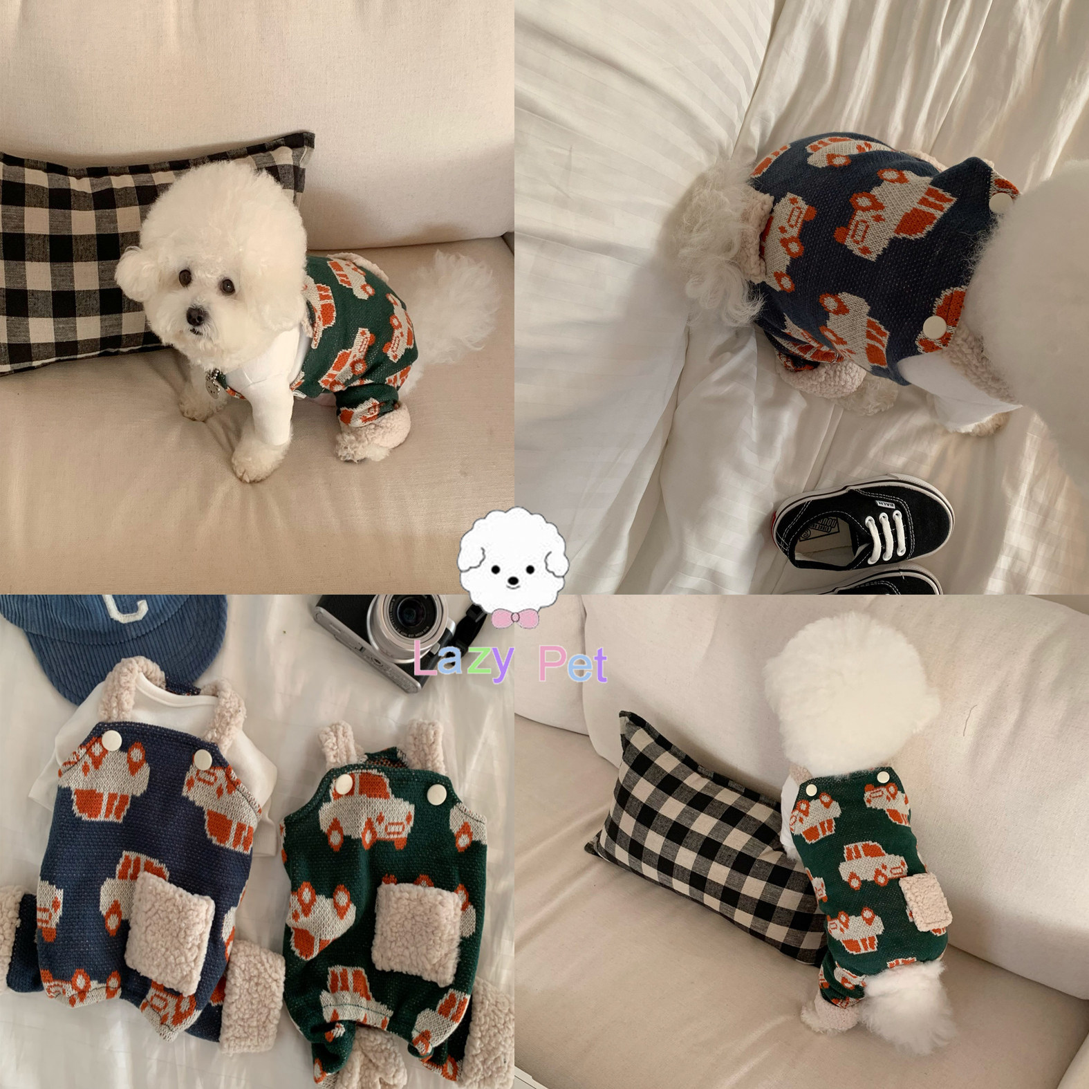「Lazy Pet」韩国代购秋冬宠物猫狗可爱毛绒裤腿汽车针织背带裤