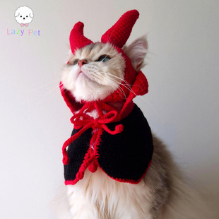 「Lazy Pet」韩国代购宠物猫狗万圣节德古拉耳朵帽子披肩针织套装
