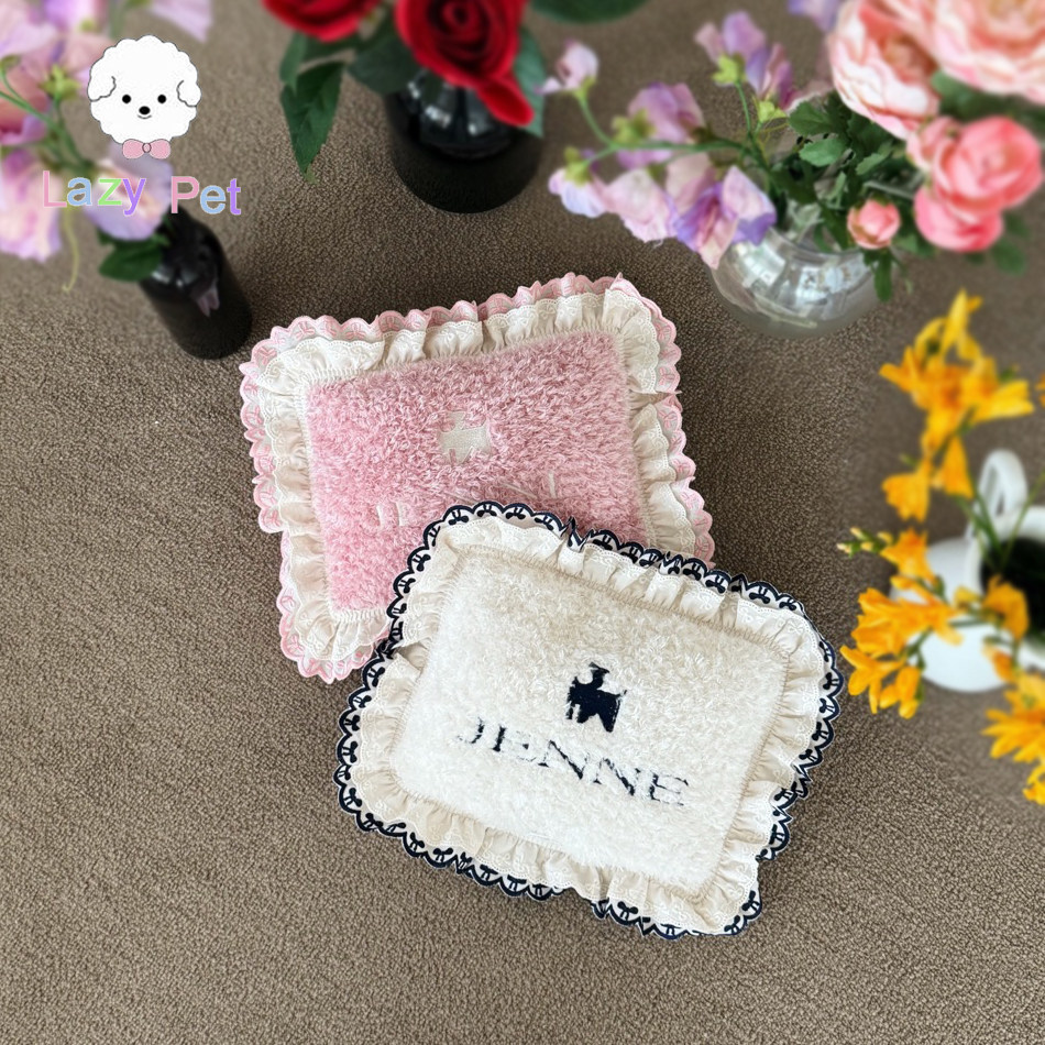 「Lazy Pet」韩国代购jenne宠物猫狗毛巾圈双层蕾丝荷叶边枕头