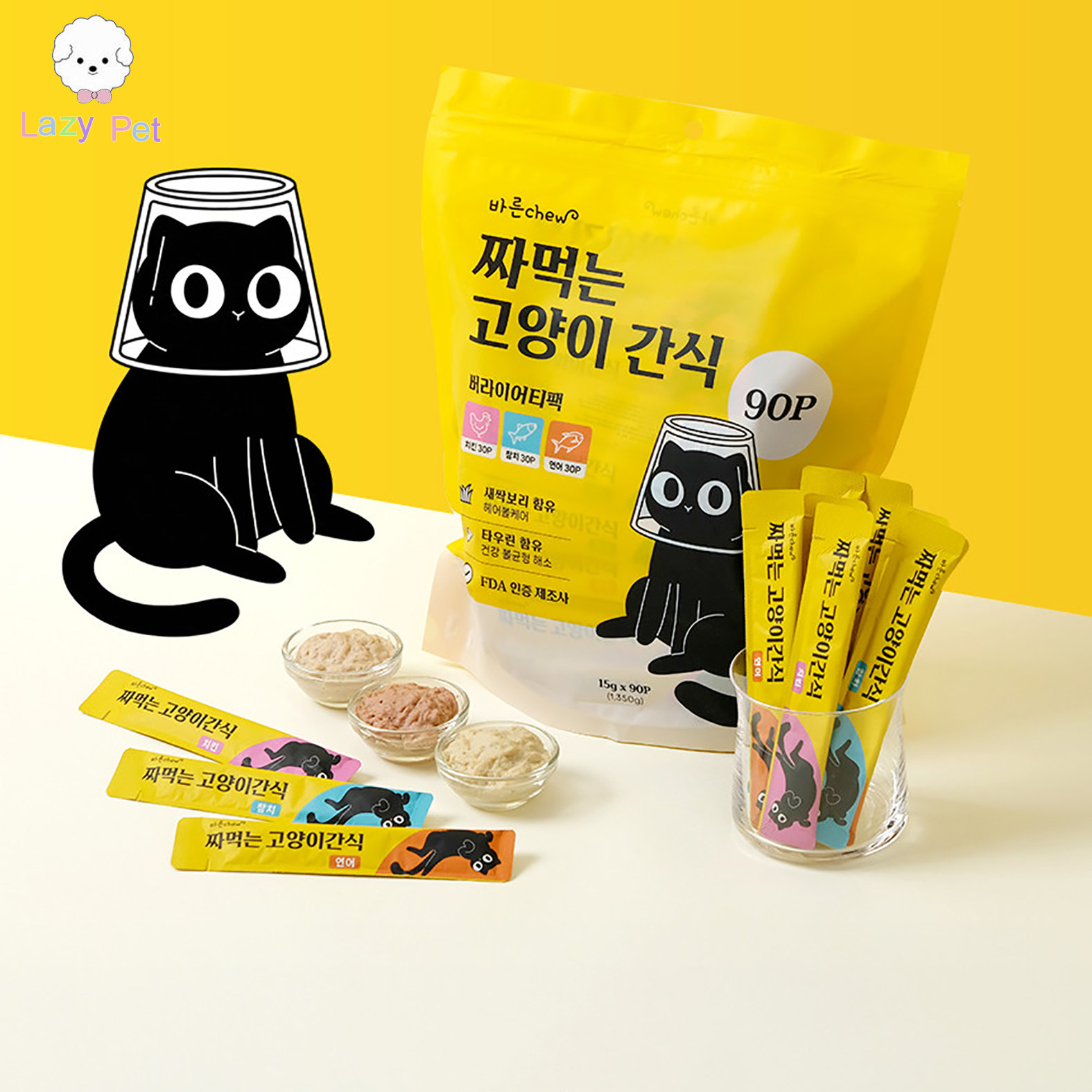 韩代宠物鸡肉三文鱼营养猫条90条