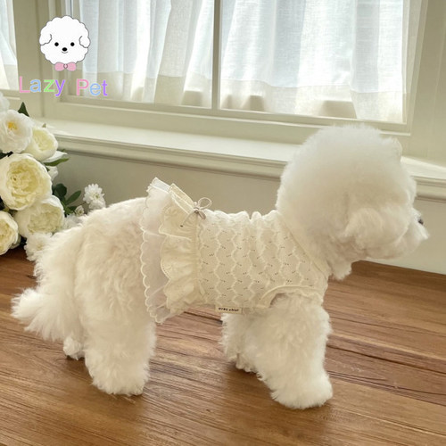 韩代宠物镂空花蕾丝小型犬连衣裙