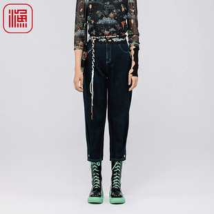 宽松纯棉休闲九分牛仔裤 女裤 子FGGA6012 女2024年新款 渔牌渔牌春装