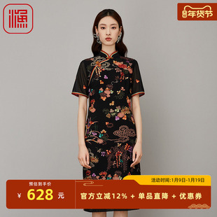 渔女装2023新款秋季高端精致连衣裙中式复古刺绣改良旗袍FGFC0041