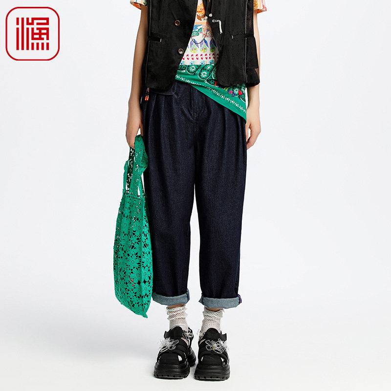 渔牌女装牛仔裤女2025新款春夏中腰弹力水洗休闲百搭长裤FGHA6017