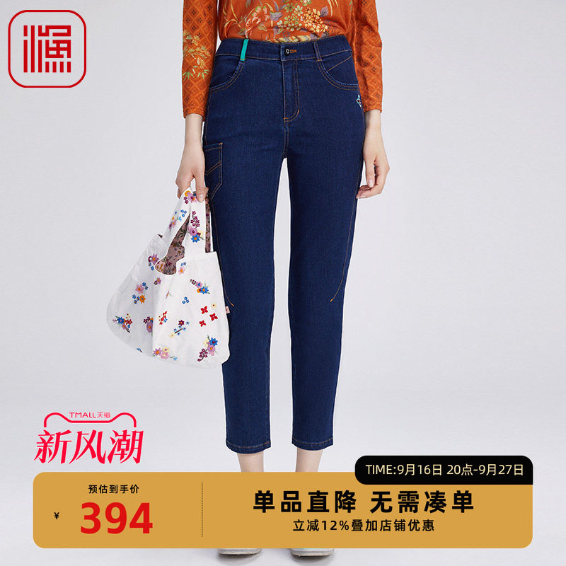 渔女装牛仔裤2024年新款女秋冬棉质休闲紧身弹力休闲长裤FGGD6028