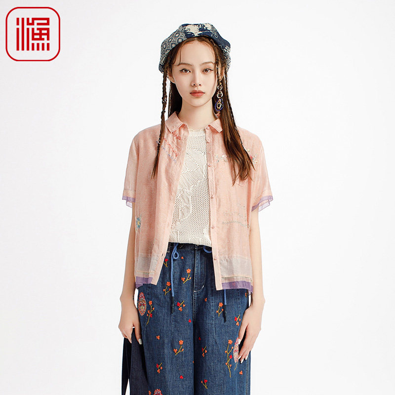 渔牌2025女夏季新款短袖衬衫