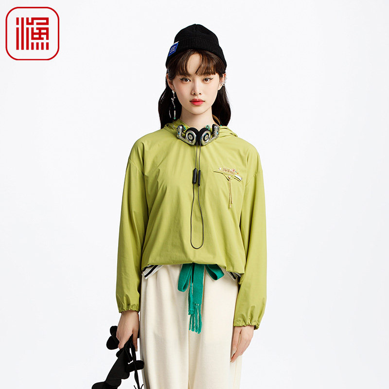 渔牌女装风衣女款2025新款小个子宽松弹力防风休闲短外套FGHA2513