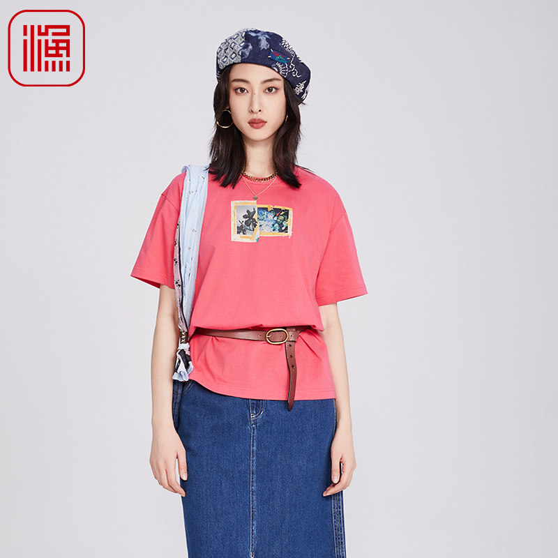 FISHING女装短袖t恤女2025新款棉印花针织短袖上衣FGHA2009