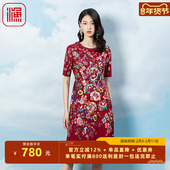 渔牌女装 雪纺满底重工国风绣花连衣裙FGFA0128 2023年新款 春款 女装