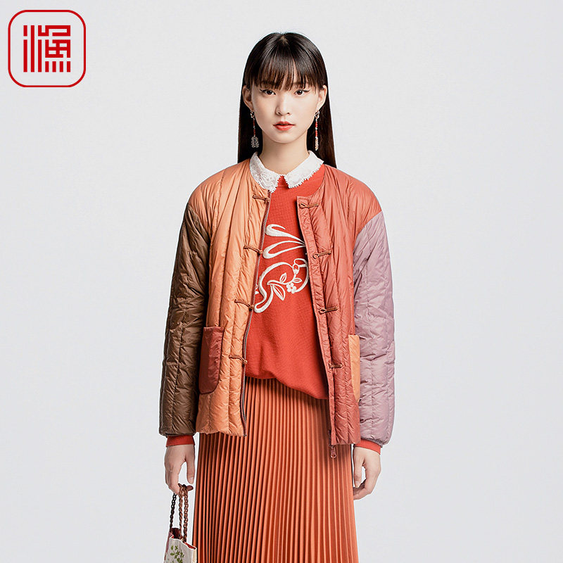 渔牌女装女士羽绒服冬季2024新款简约复古盘扣鸭绒短外套FGGD5077