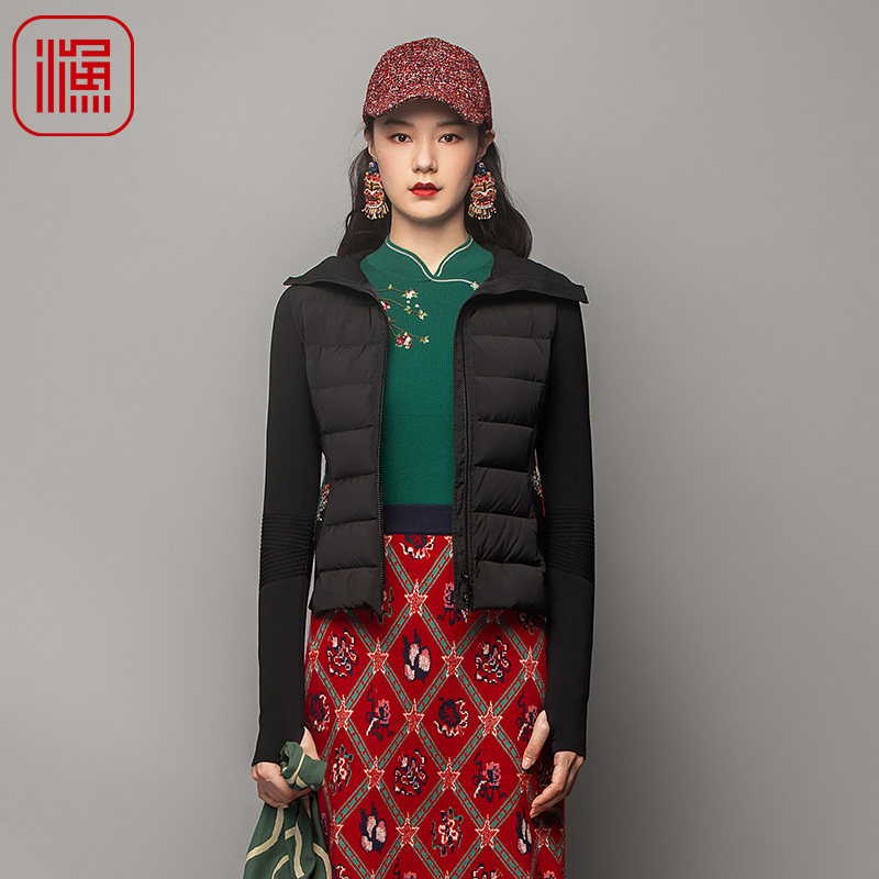 渔女装羽绒服女2023新款连帽长袖连帽白鸭短款绒羽绒背心fgfc5023