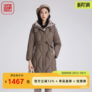 鸭羽绒外套FGGD5089 秋冬国潮绣花厚长款 渔服饰羽绒服女款 2024新款