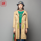 风衣宽松带帽长款 新款 纯棉全棉过膝长外套FGFC3035 2023秋季 渔女装