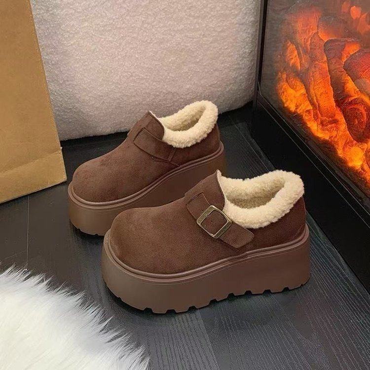 加绒加厚棉鞋女2025新款冬季全包勃肯鞋百搭女鞋子厚底保暖雪地靴