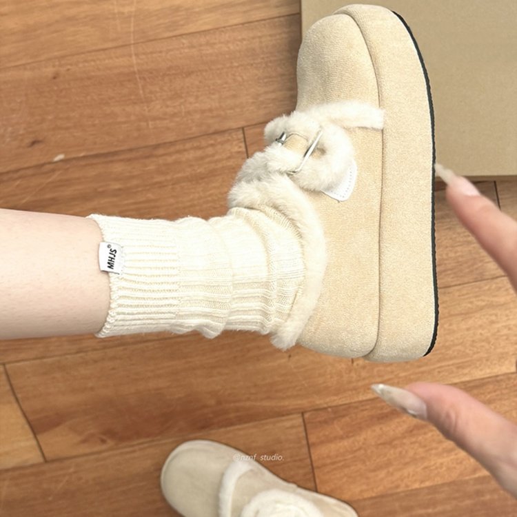 加绒厚底棉鞋女款2025