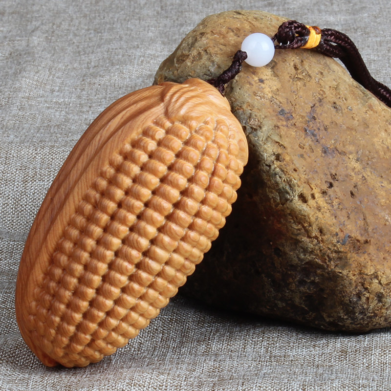 太行崖柏玉米木手把件陈化崖柏雕刻文玩工艺品把件盘玩把玩木作