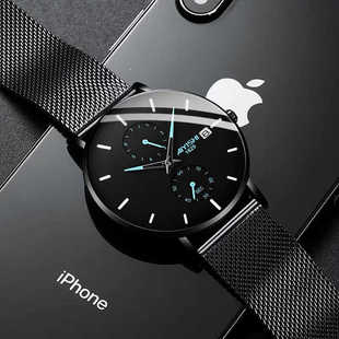 超薄防水日历钢腕表非机械表专柜正品 瑞士全自动机芯手表男士 韩版